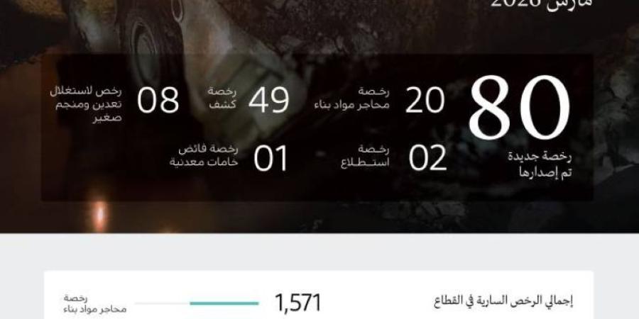 وزارة الصناعة تصدر 80 رخصة تعدينية جديدة خلال شهر مارس